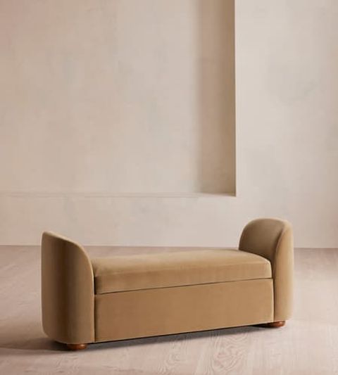 Athena Bench, Velvet, Camel, Us intended for Athena Boucle Fabric Upholstered Bench, Camel, Velvet